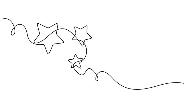 Stars continuous line drawing animated video. Rating review star linear symbol, Self drawing a simple animation of one continuous drawing, Comet. Falling star, gold star animation, rating, rate, react