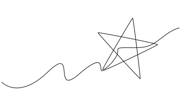 Stars continuous line drawing animated video. Rating review star linear symbol, Self drawing a simple animation of one continuous drawing, Comet. Falling star, gold star animation, rating, rate, react