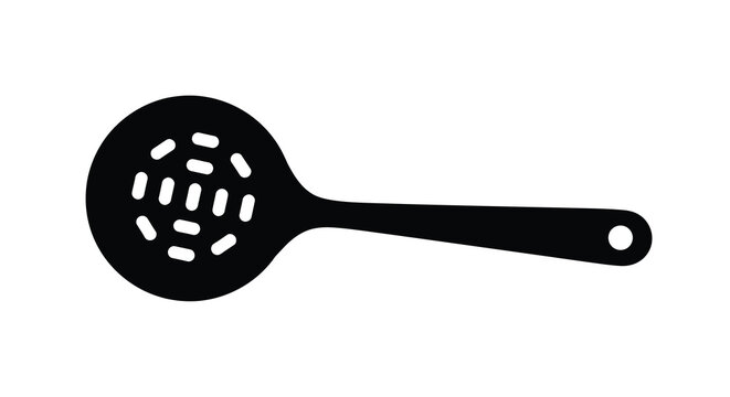 strainer silhouette with long handle on white background high quality professional detailed modern elegant stylish clean crisp vibrant colorful digital