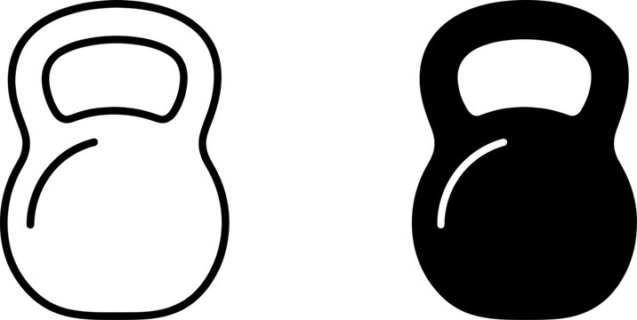 kettle bell weight icon in outline and solid style on transparent background