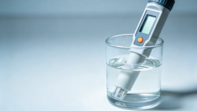 Digital pH meter electrode in liquid