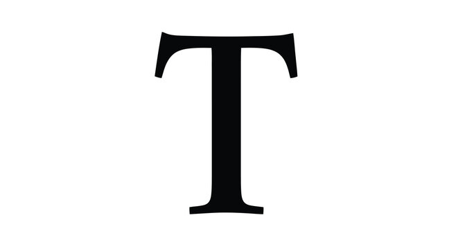 capital letter t in bold black font on white background high quality professional detailed modern elegant stylish clean crisp vibrant