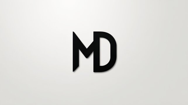 Minimalist MD monogram logo in bold geometric typography for modern branding