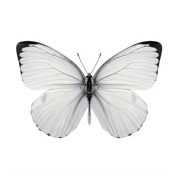 Elegant monochrome butterfly with delicate wing patterns in flight