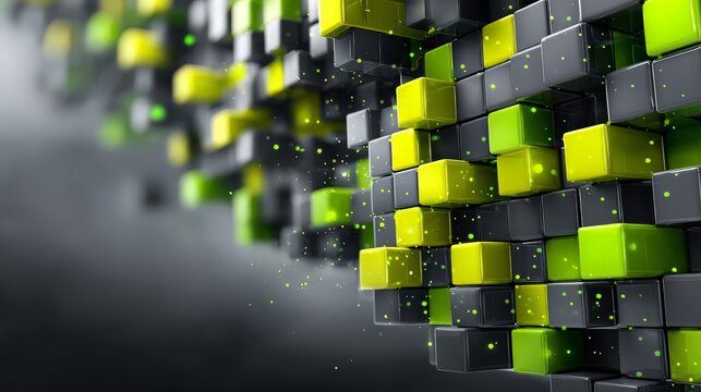 Abstract digital artwork featuring vibrant block patterns.