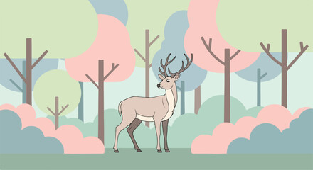 A deer stands in a forest © Marpuah