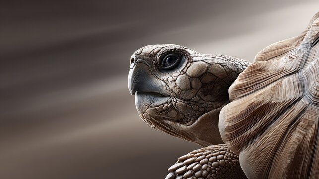 Close-up of a tortoise showcasing its unique texture and detail.