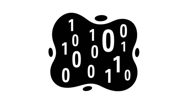 Binary Code Abstract Shapes with Numbers 0 and 1, Digital Data Concept