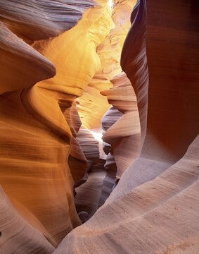Colourful sandstone formation, incident light, Lower Antelope Canyon, Slot Canyon, Page, Arizona, USA