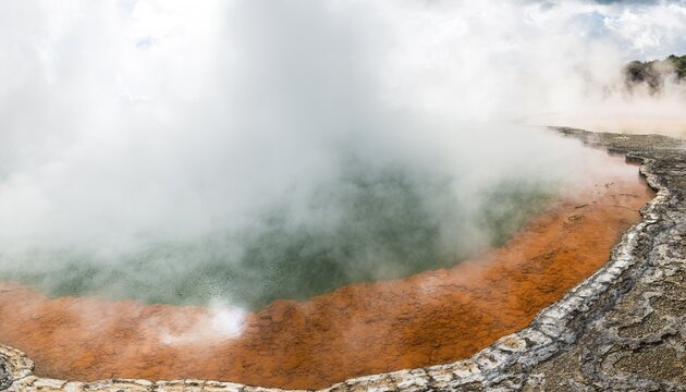 Champagne Pool, hot spring, Waiotapu Geothermal Wonderland, Rotorua, North Island, New Zealand