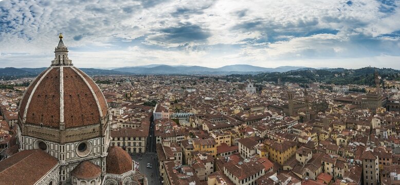City view with Basilica Santa Croce and Palazzo Vecchio, Florence Cathedral, Florence, Tuscany, Italy