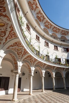 Patio with columns, Plaza del Cabildo, Seville, Andalusia, Spain