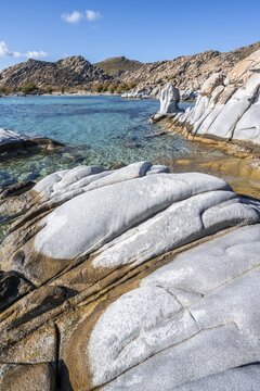 Rocks on the turquoise sea, coast near the beach Kolimbithres, Paros, Cyclades, Aegean Sea, Greece