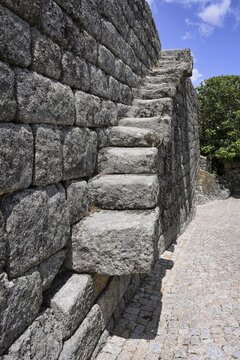 Stairs leading to the top of the city ramparts, Sortelha, Serra da Estrela, Beira Alta, Portugal