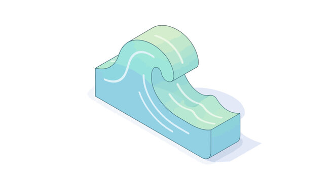 Isometric illustration of a stylized ocean wave with a minimalist design and a fresh perspective