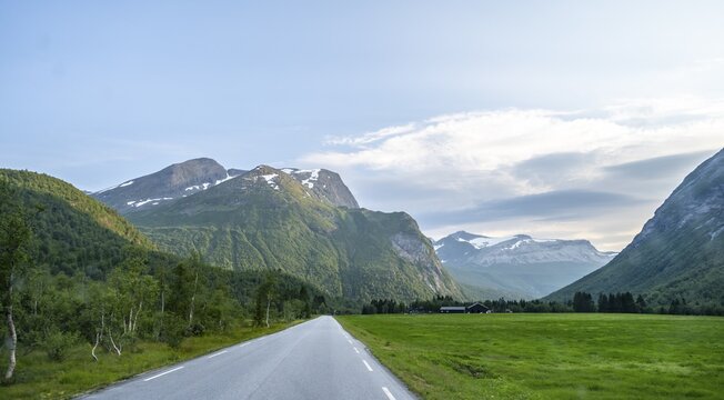 Country road with Bergen, Stryn, Vestland, Norway