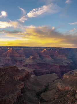 Sunset over the Grand Canyon, Bright Angel Trailhead, South Rim, Grand Canyon National Park, Arizona, USA