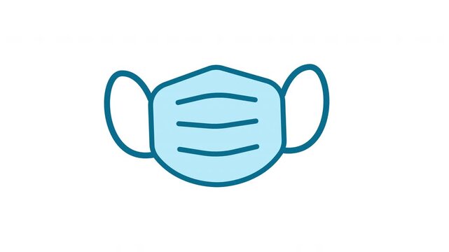Medical face mask icon for protection against virus and bacteria, blue surgical mask illustration perfect for healthcare safety guidelines, pandemic prevention posters, and medical web design