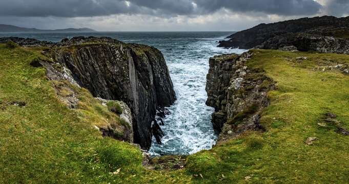 Sea surf on rocky coast, Beara Peninsula, Ireland