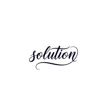 The word solution in elegant cursive script.
