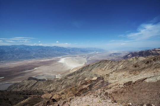 View of desert landscape from Dante's View, viewpoint, Death Valley National Park, Panamint Range behind, Mojave Desert, California, USA