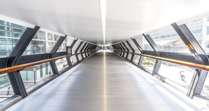 Modern Architecture, Adams Plaza Pedestrian Bridge, One Canada Square, Canary Wharf, London