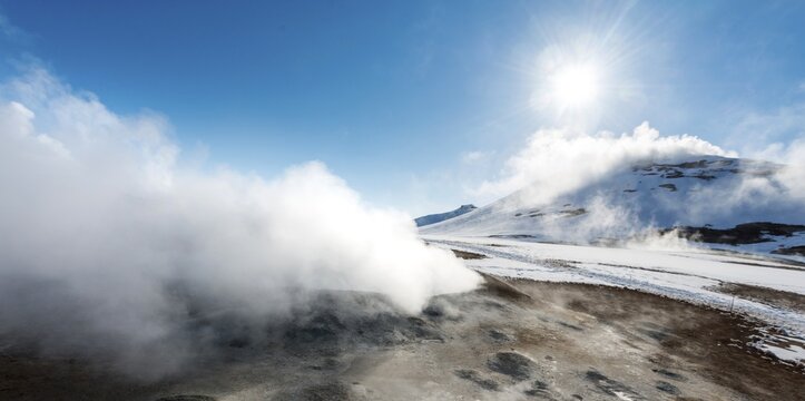 Steaming fumarole, solfatara in Hverar&ouml;nd, also Hverir or Namaskard, geothermal area, North Iceland, Iceland