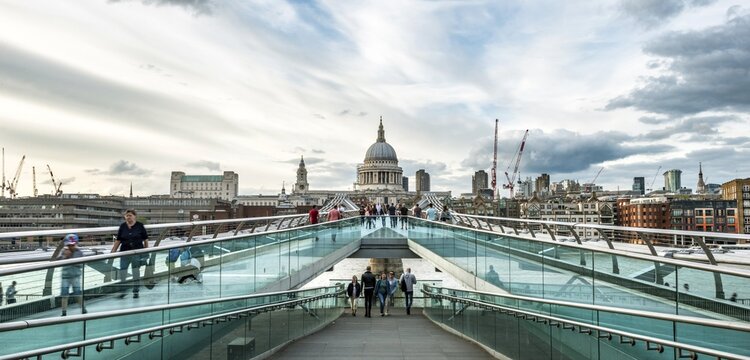 Millenium Bridge and St. Paul's Cathedral, London, England, United Kingdom