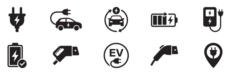 Car charging point icon. Electric plug symbol. Electricity sign. Electric car icon. © Jeremy_Show
