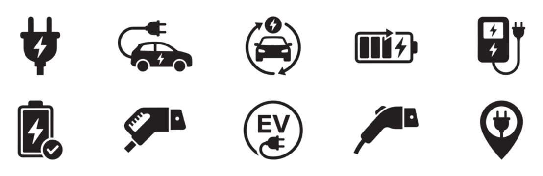 Car charging point icon. Electric plug symbol. Electricity sign. Electric car icon.