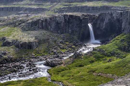 Folaldafoss Waterfall, &Ouml;xi Pass, Berufjar&eth;ar&aacute; River, Austurland, Iceland