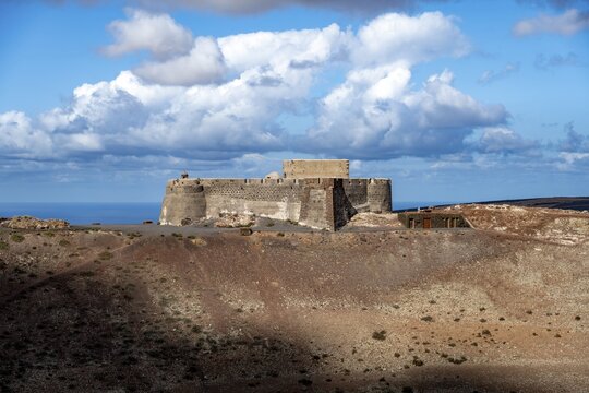 Castillo de Santa Barbara Castle on Guanapay Volcano Crater, Lanzarote, Canary Islands, Spain