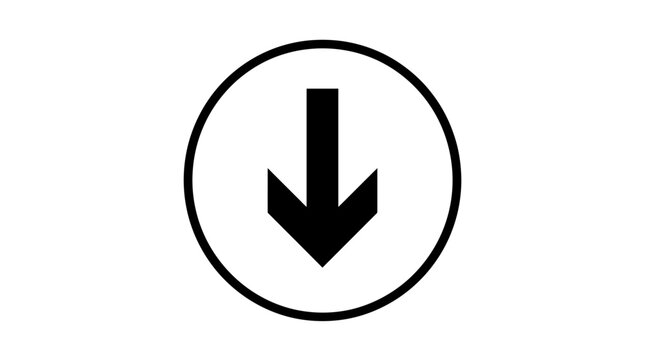 Clean and modern downward arrow symbol inside a circle, ideal for financial trends, stock market decline, negative growth, and business infographics in presentations and reports.