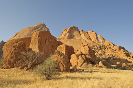 Landscape with granite rocks around Spitzkoppe mountain, Namibia, Africa