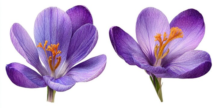 Vibrant Purple Crocus Flowers Blooming Freshly Cut