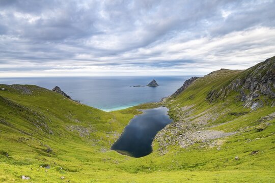Lake Otervikvatnet near Bleik, Andoya Island, Vester&aring;len, Nordland, Nord-Norge, Norway