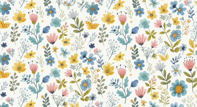 Dreamy flower pattern inspired by calm and peaceful garden scenes
