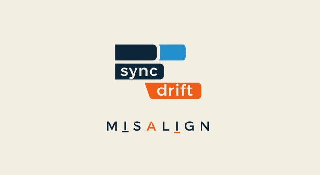 Misaligned sync drift logo design.
