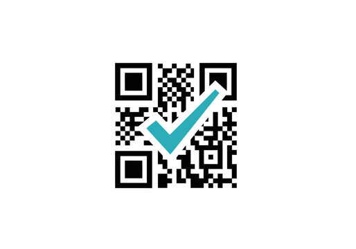 QR code with check mark symbol.