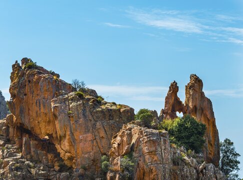 Heart shape rock, rock formations, Calanche of Piana, Calanques de Piana, Gulf of Porto, Corse-du-Sud, Corsica, France