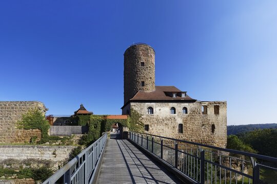 Castle ruin Thann Castle with fortified defence defence defence defence defence defence defence defence defence tower, Burgthann, Middle Franconia, Franconia, Bavaria, Germany
