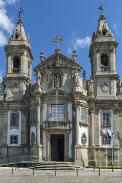 Carlos Amarante square with 18th century Sao Marcos Church and former hospital converted into an hotel, Braga, Minho, Portugal