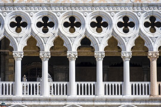 Columns at the Doge's Palace, Venice, Veneto, Italy