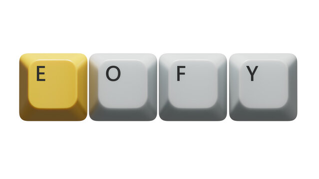 multi-colored Computer keyboard keys with the text EOFY.close up of Computer keyboard keys,Business Concept.Supports PNG files with transparent backgrounds.