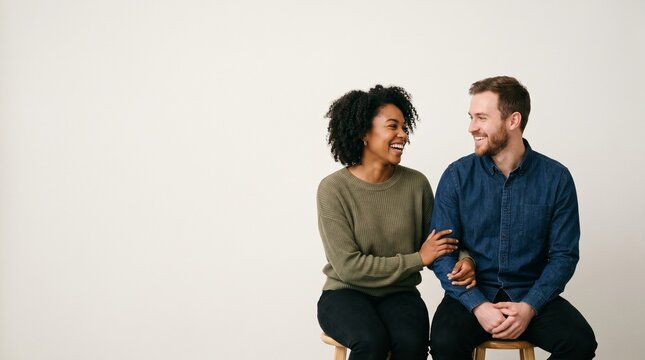 Man and woman smiling interacting