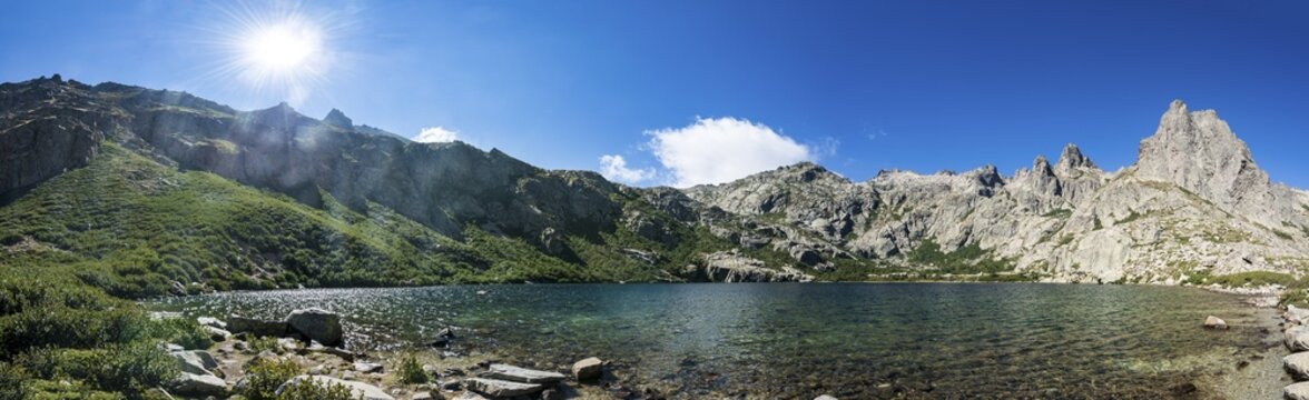 Mountain lake Lac de Melo, Restonica high valley, source of the Restonica River, Corte, Haute-Corse, Corsica, France