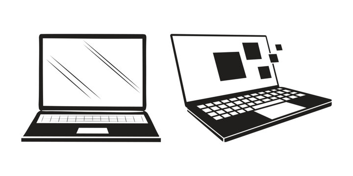 Laptop Icon Set &ndash; Notebook Computer, Digital Device & Technology Vector Collection