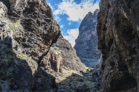 Cliff in the Masca Gorge, rock formation, volcanic rocks, Tenerife, Canary Islands, Spain