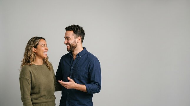 Two people smiling interacting