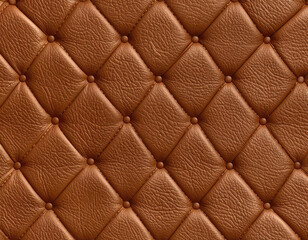Fototapeta premium Close-up texture of tufted brown leather with diamond-shaped stitching